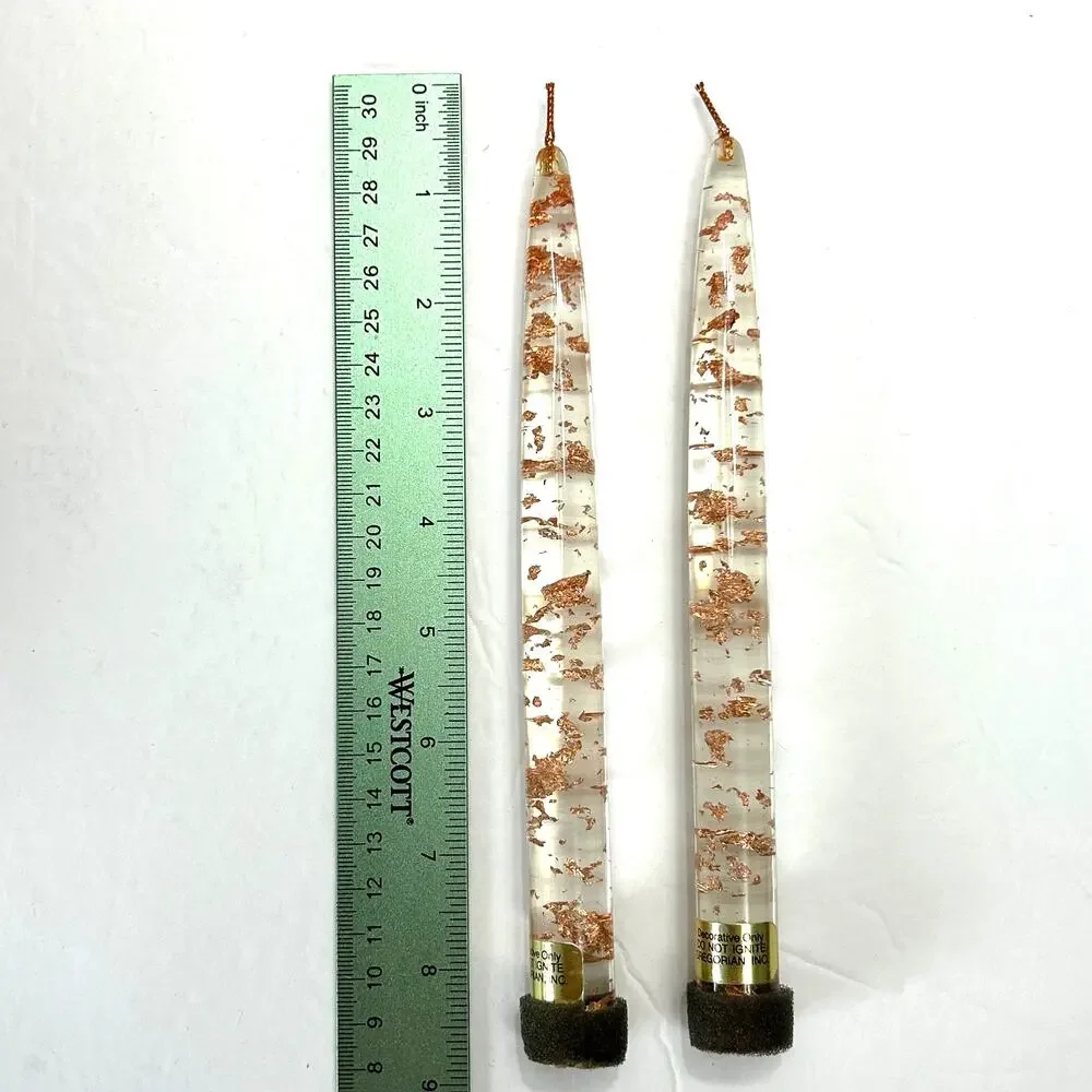 Vintage‎ Gregorian Inc. MCM Copper Flake Lucite Candles Set of 2